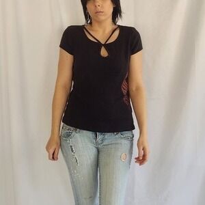 Harley Black and Red‎ Ladies Tee